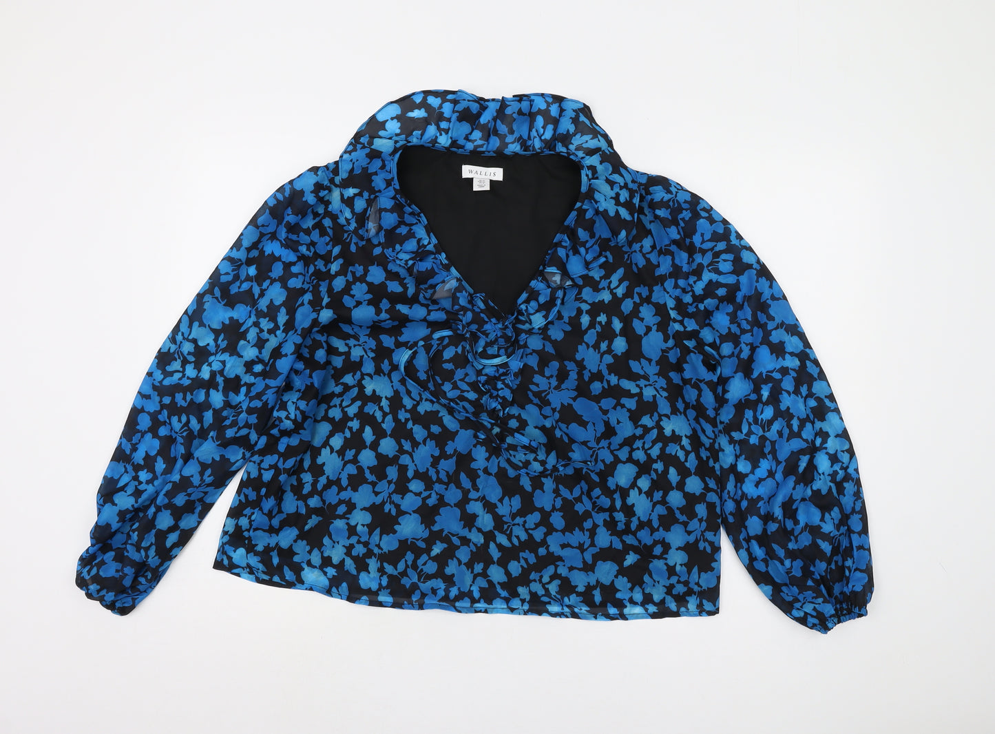Wallis Women's Blue Floral Blouse Size 14 - Spring Casual
