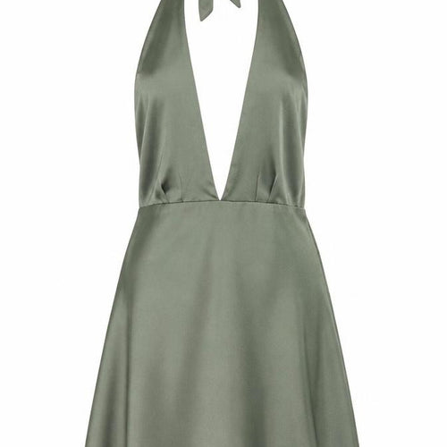 Zara Women's Green Halter Satin Dress XS