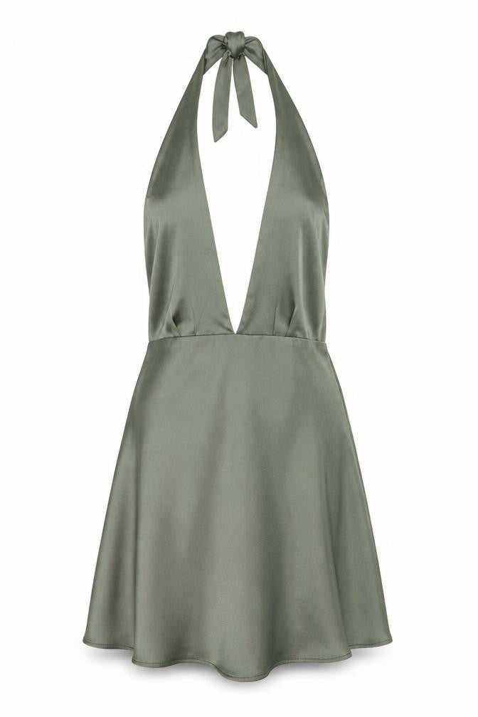 Zara Women's Green Halter Satin Dress XS