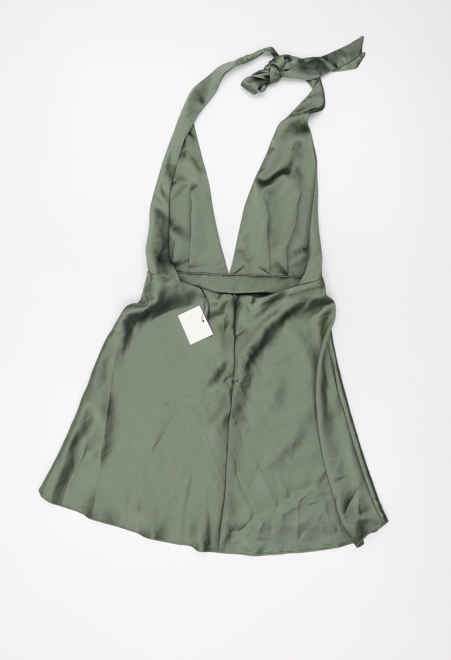 Zara Women's Green Halter Satin Dress XS