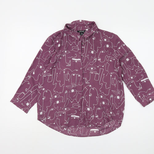 Monki Women's Purple XS Button-Up Geometric Shirt