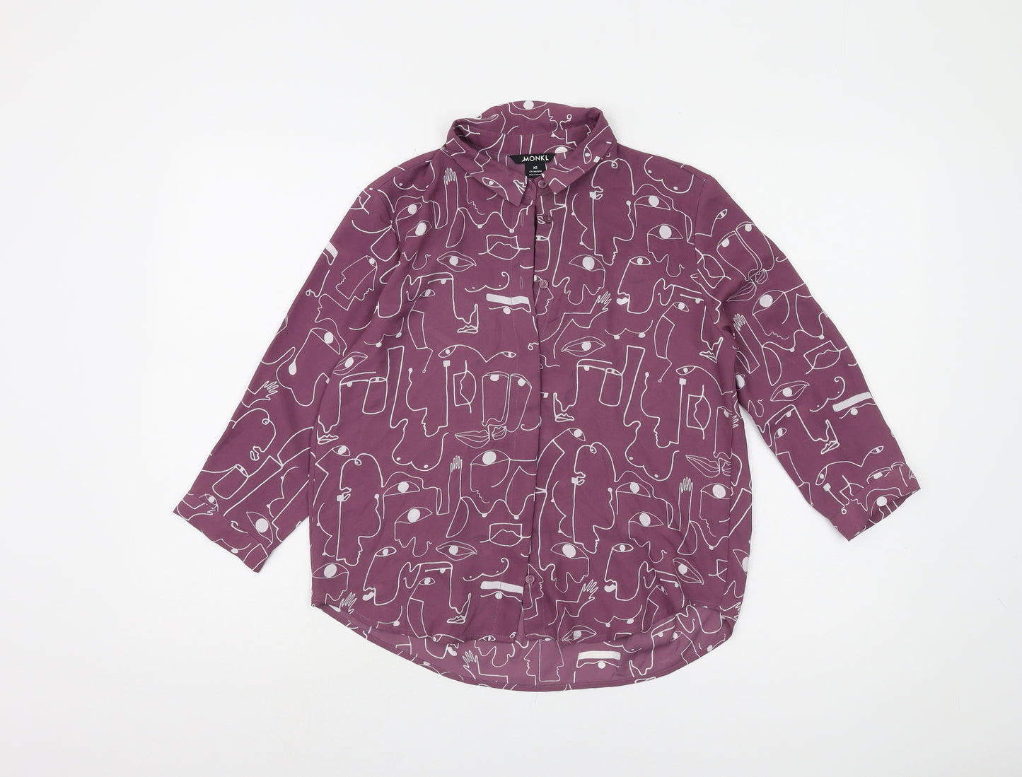 Monki Women's Purple XS Button-Up Geometric Shirt