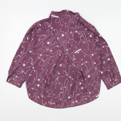 Monki Women's Purple XS Button-Up Geometric Shirt