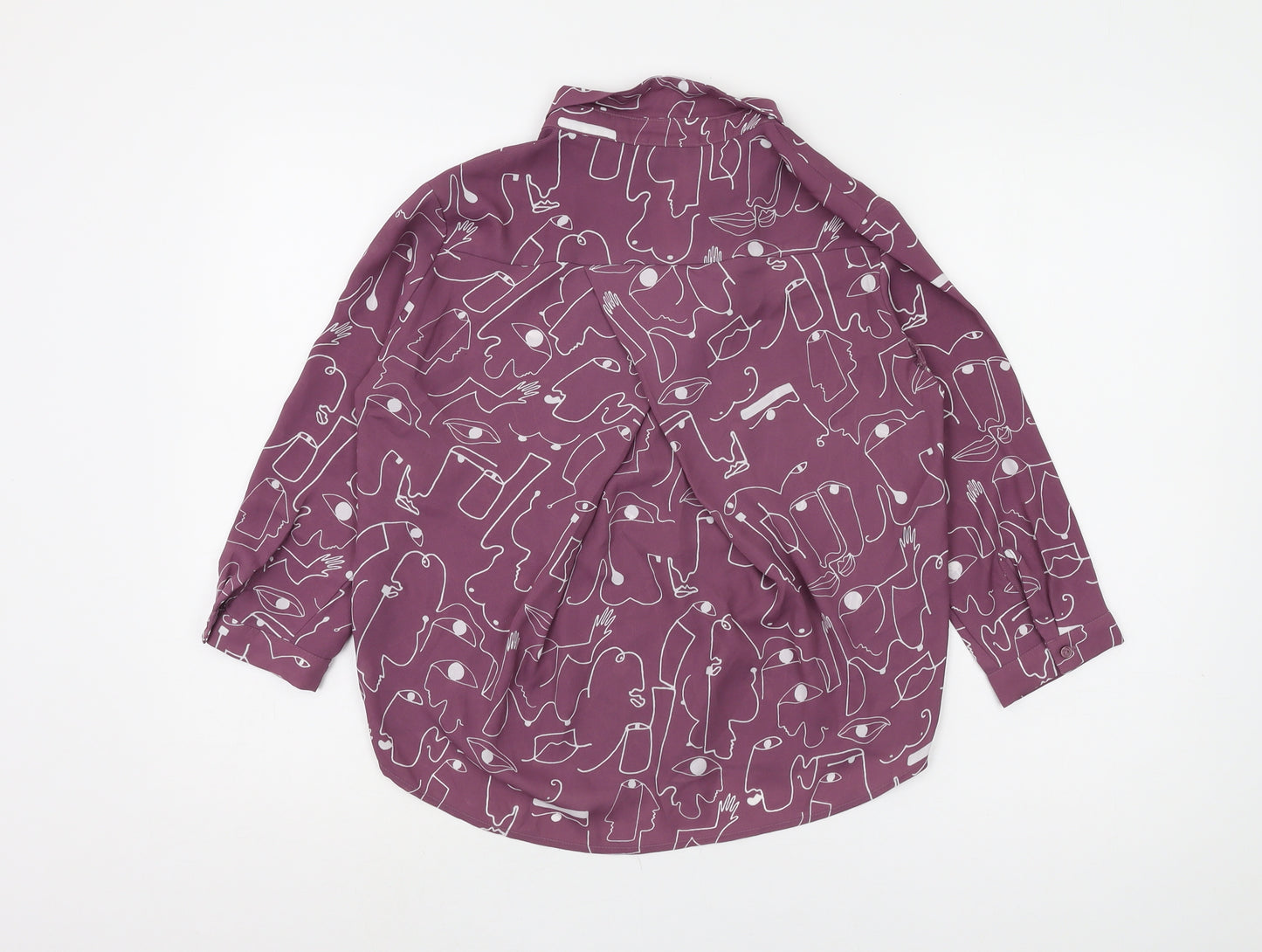 Monki Women's Purple XS Button-Up Geometric Shirt