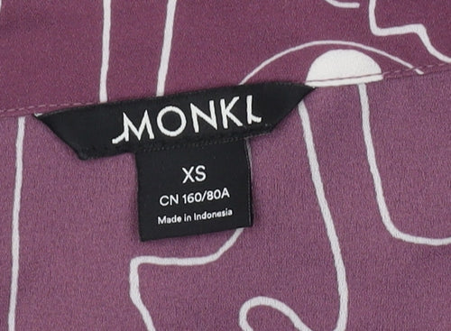 Monki Women's Purple XS Button-Up Geometric Shirt