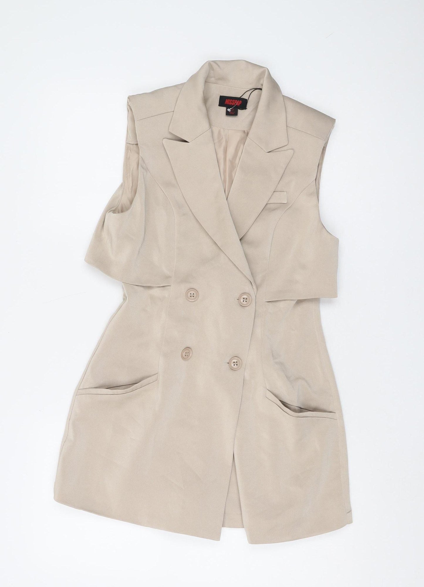 MISSPAP Women's Beige Playsuit UK Size 6, Sleeveless Button