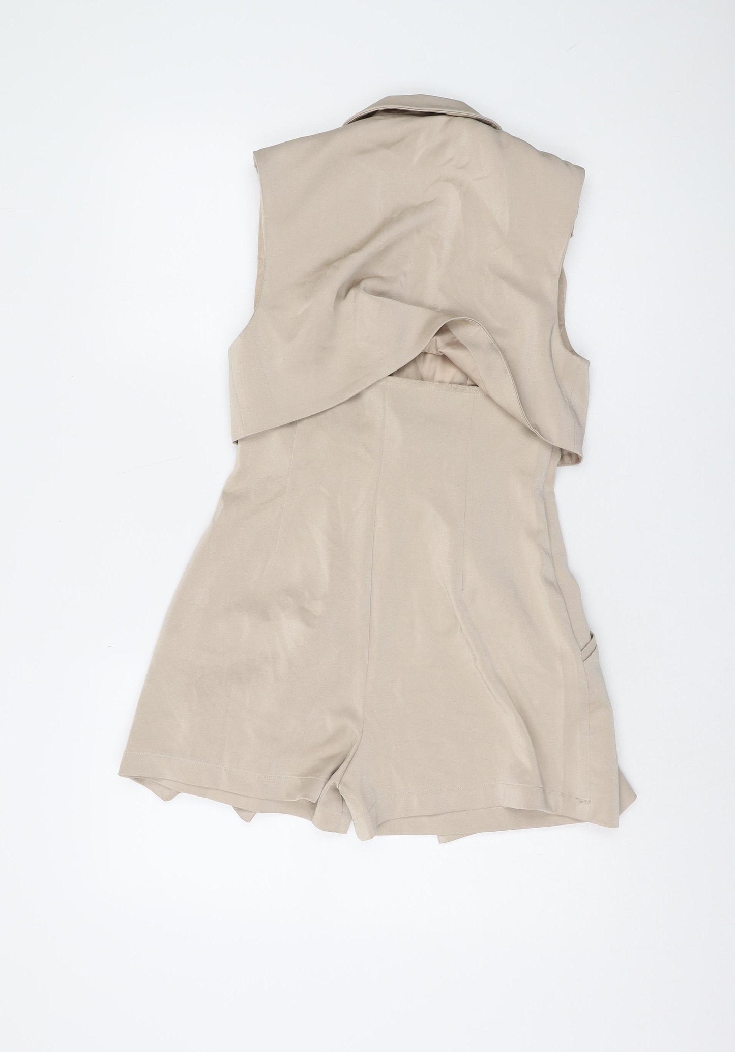 MISSPAP Women's Beige Playsuit UK Size 6, Sleeveless Button