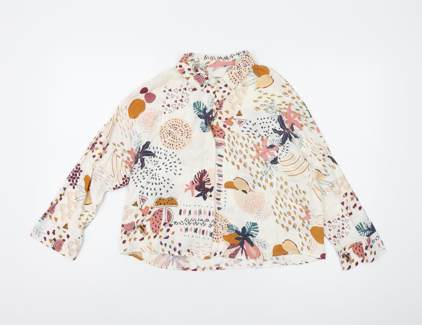 Pull & Bear Women's Multicoloured Floral Button-Up Shirt