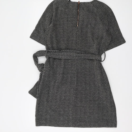 Next Women's Black Chevron Knee Length Shift Dress Size 12