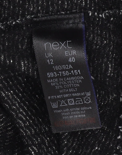 Next Women's Black Chevron Knee Length Shift Dress Size 12