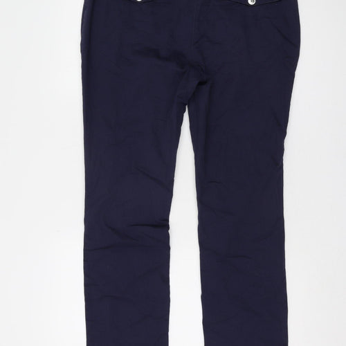 Per Una Women’s Blue Cotton Straight Trousers Size 14