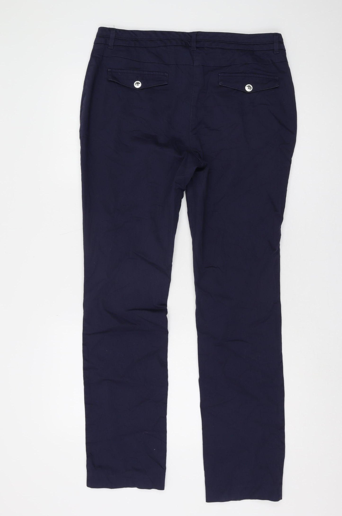 Per Una Women’s Blue Cotton Straight Trousers Size 14