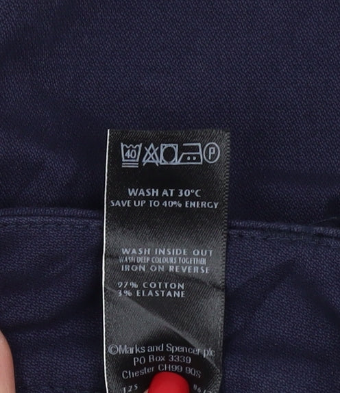 Per Una Women’s Blue Cotton Straight Trousers Size 14