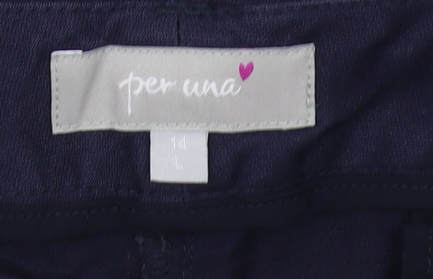 Per Una Women’s Blue Cotton Straight Trousers Size 14