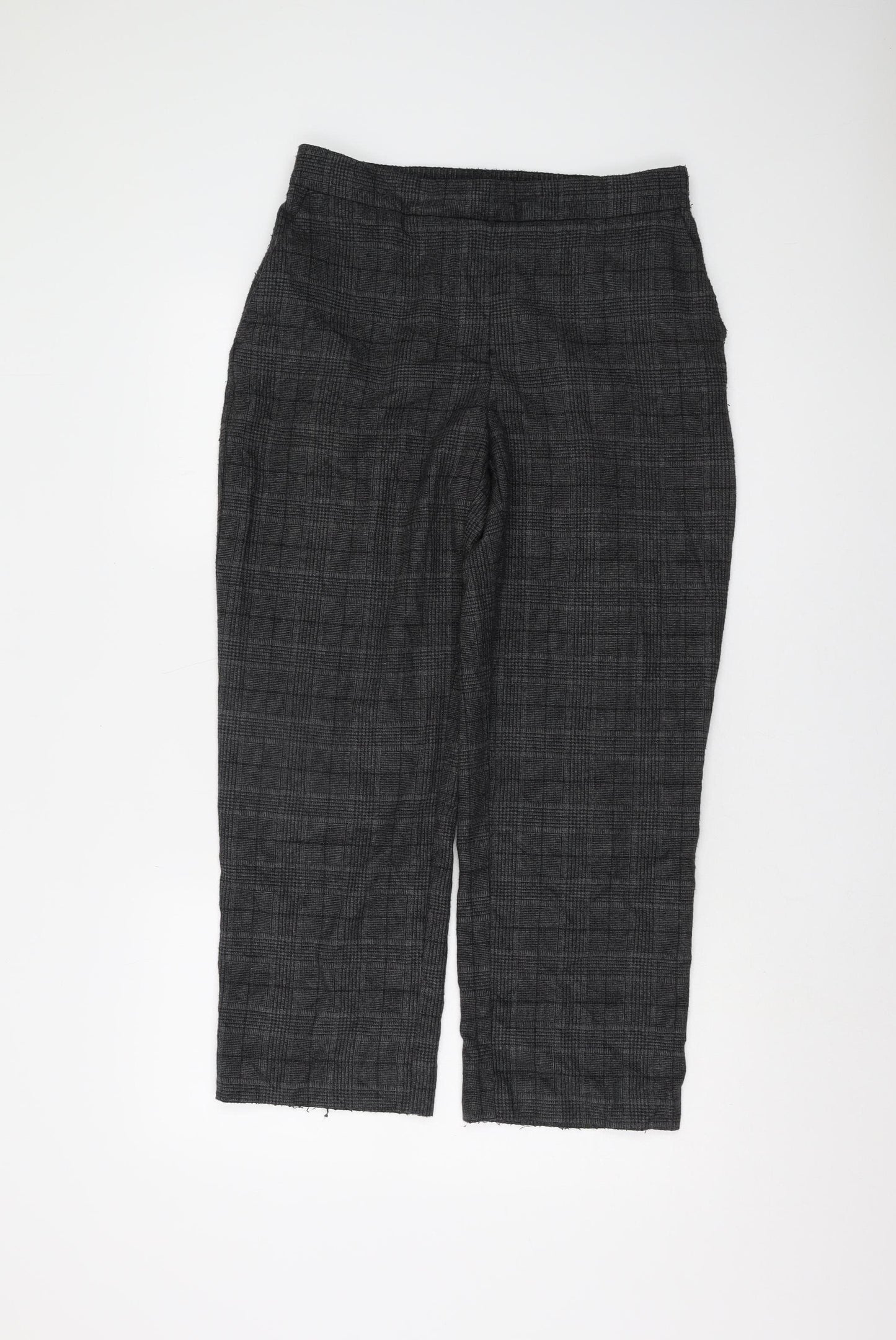 Zara Women's Grey Checked Cropped Trousers, M