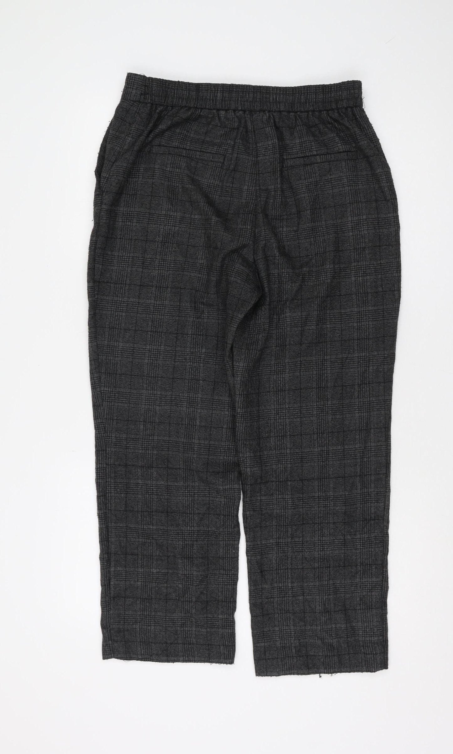 Zara Women's Grey Checked Cropped Trousers, M
