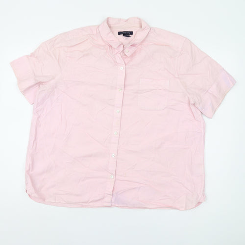 Lands' End Men's Pink Short Sleeve Button-Up Shirt