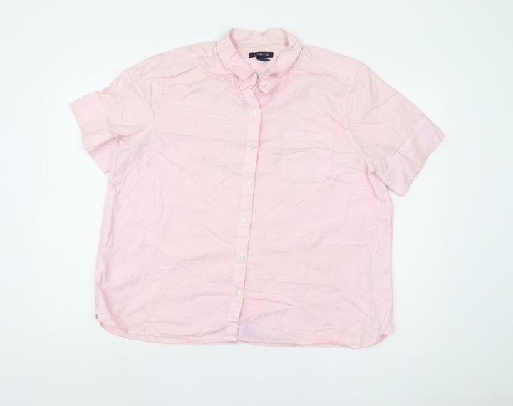 Lands' End Men's Pink Short Sleeve Button-Up Shirt