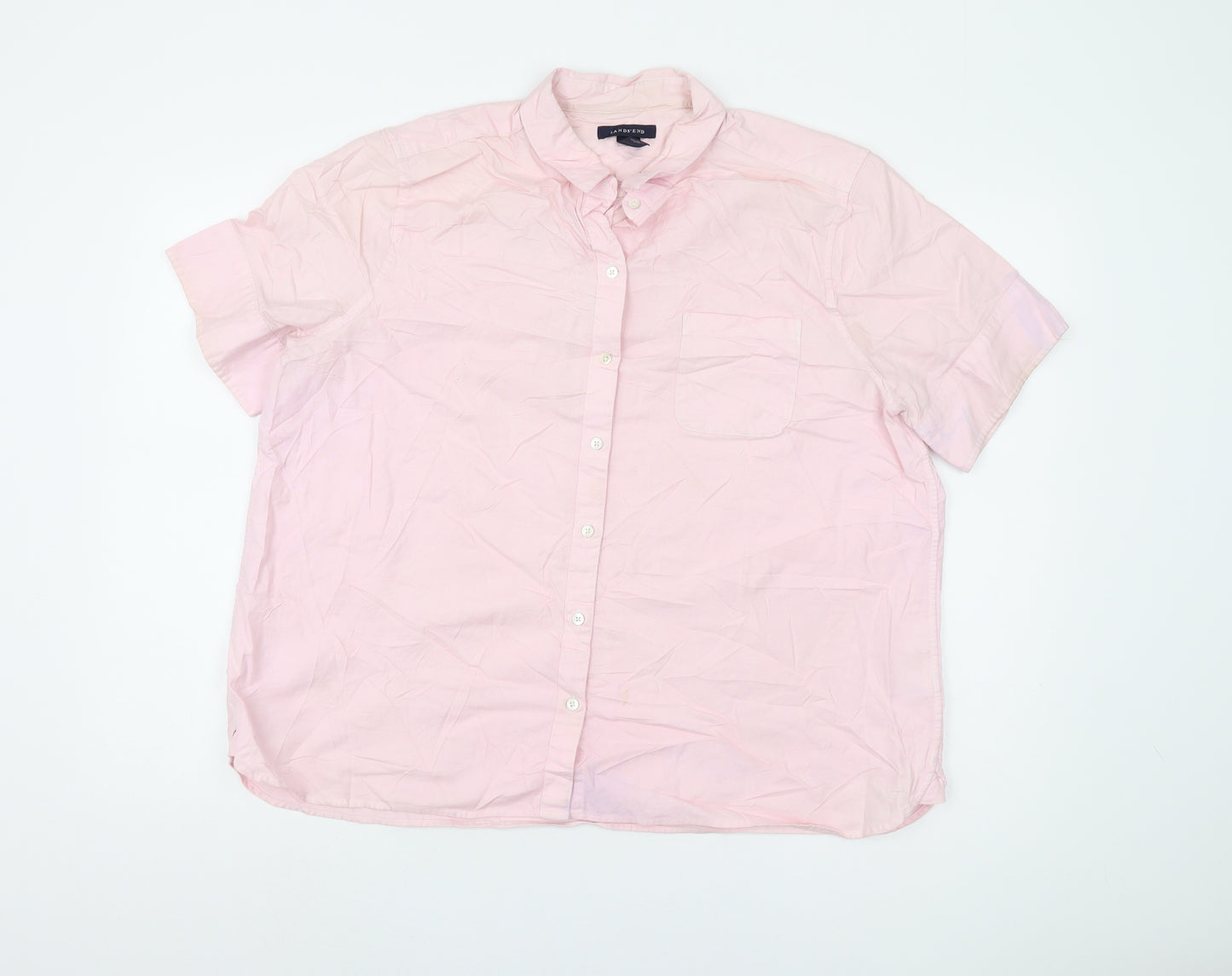 Lands' End Men's Pink Short Sleeve Button-Up Shirt