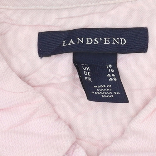 Lands' End Men's Pink Short Sleeve Button-Up Shirt