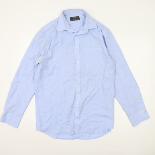 Marks and Spencer Men's Blue Regular Fit Shirt 15.5