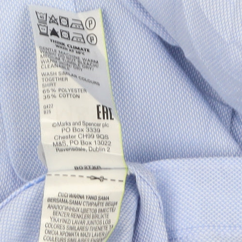 Marks and Spencer Men's Blue Regular Fit Shirt 15.5