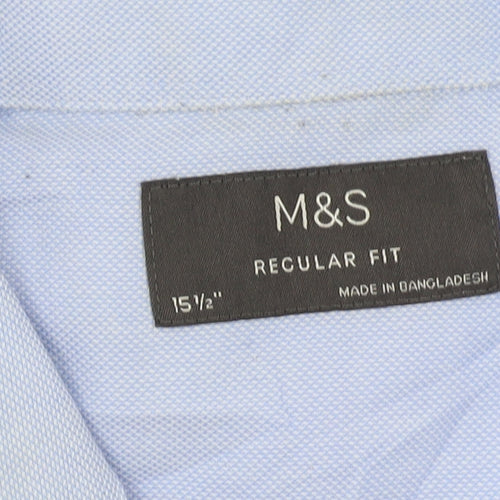 Marks and Spencer Men's Blue Regular Fit Shirt 15.5