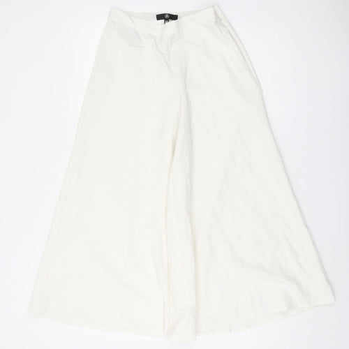Missguided Women's Ivory Wide-Leg Trousers - Size 10