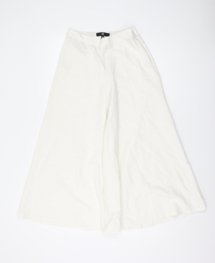 Missguided Women's Ivory Wide-Leg Trousers - Size 10