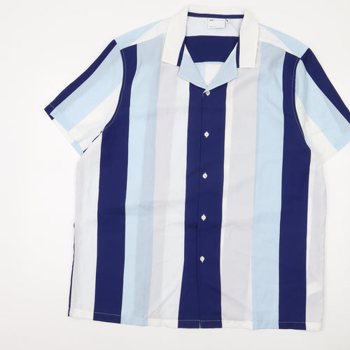 ASOS Men's Blue Striped Button-Up Shirt 3XL
