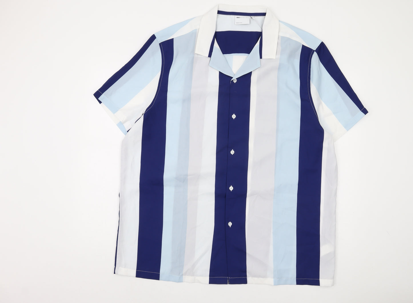 ASOS Men's Blue Striped Button-Up Shirt 3XL