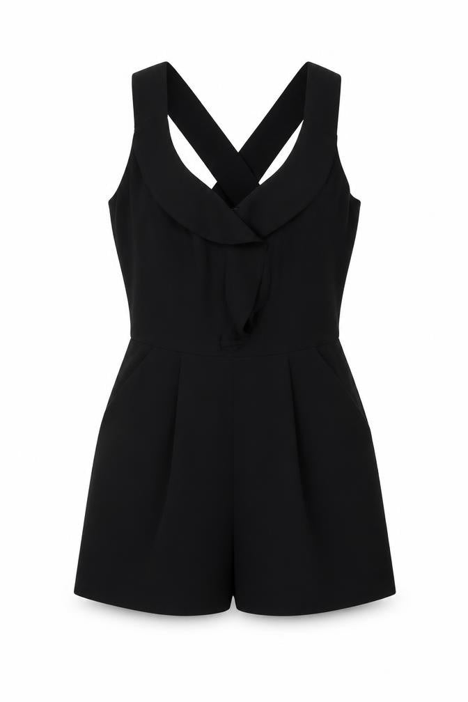 Front view of Lost Society Women's Black Sleeveless Playsuit, size 8