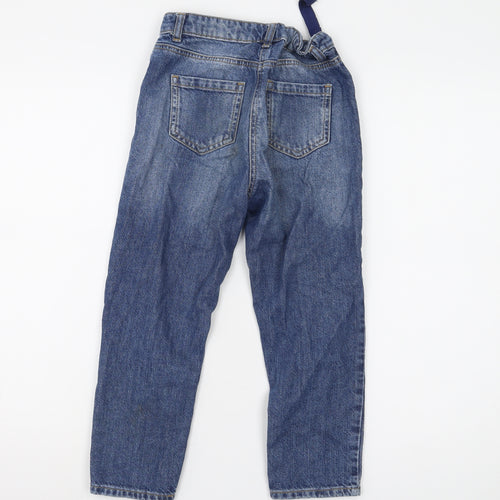 Next Girls Blue Jeans, Size 7 Years, Ripped Straight Fit
