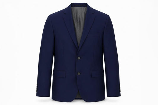 Front view of Next Men's Blue Blazer, size 36, Short Length