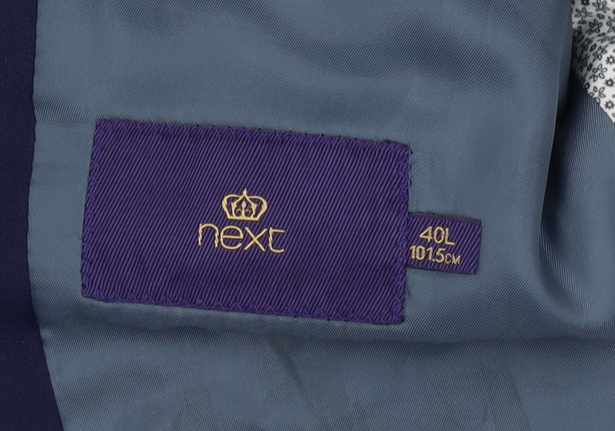 Next Men's Blue Suit Jacket 40L Single-Breasted Formal
