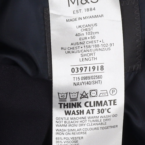 Marks and Spencer Men's Blue Blazer, Size 40S Business