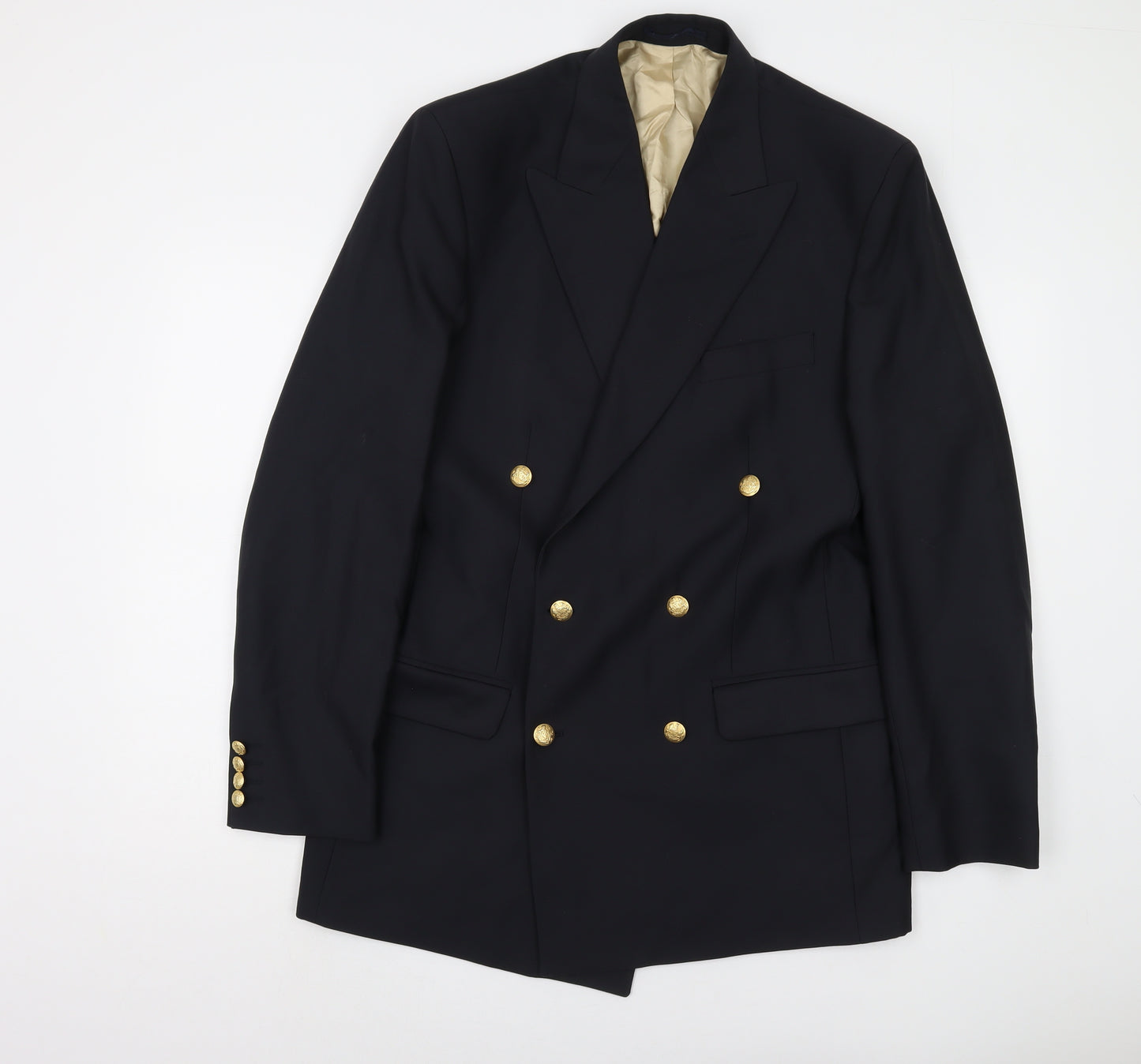 James Aubrey Men's Black Double-Breasted Wool Blazer 38L