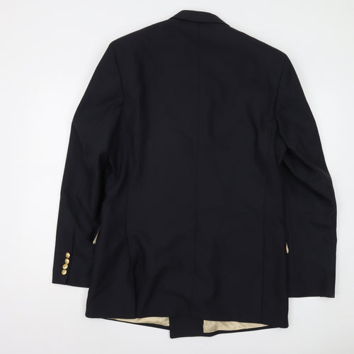 James Aubrey Men's Black Double-Breasted Wool Blazer 38L