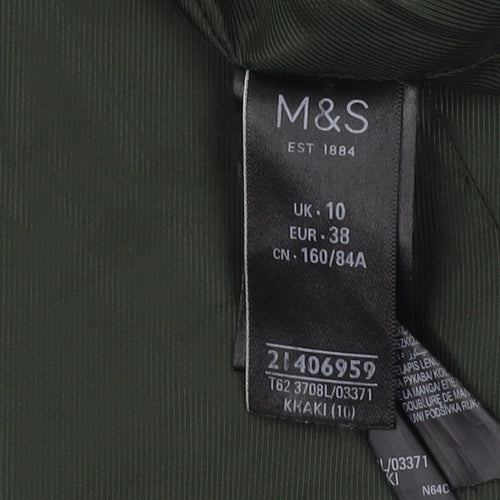 Marks and Spencer Women's Green Pea Coat, Size 10, Winter Elegance