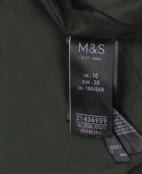 Marks and Spencer Women's Green Pea Coat, Size 10, Winter Elegance