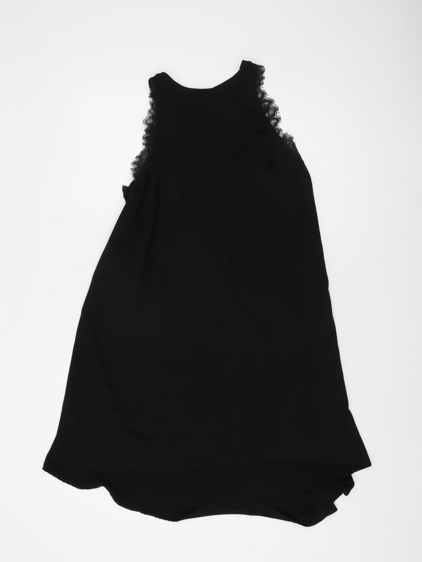 H&M Women's Black Hi-Low Dress, Size 8, Lace Accents