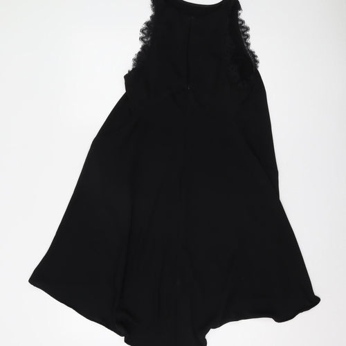 H&M Women's Black Hi-Low Dress, Size 8, Lace Accents