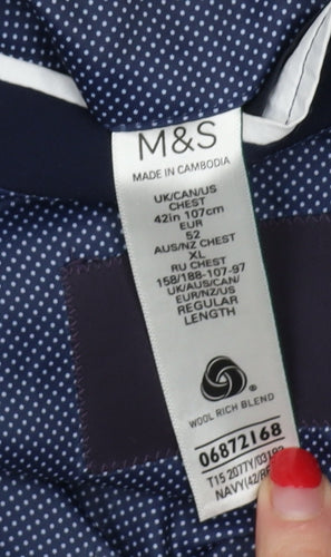 Marks and Spencer Men's Blue Blazer 42R Wool Blend