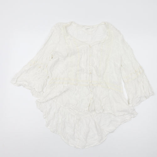 KappAhl Women's White 3/4 Sleeve Blouse Size 14 Casual