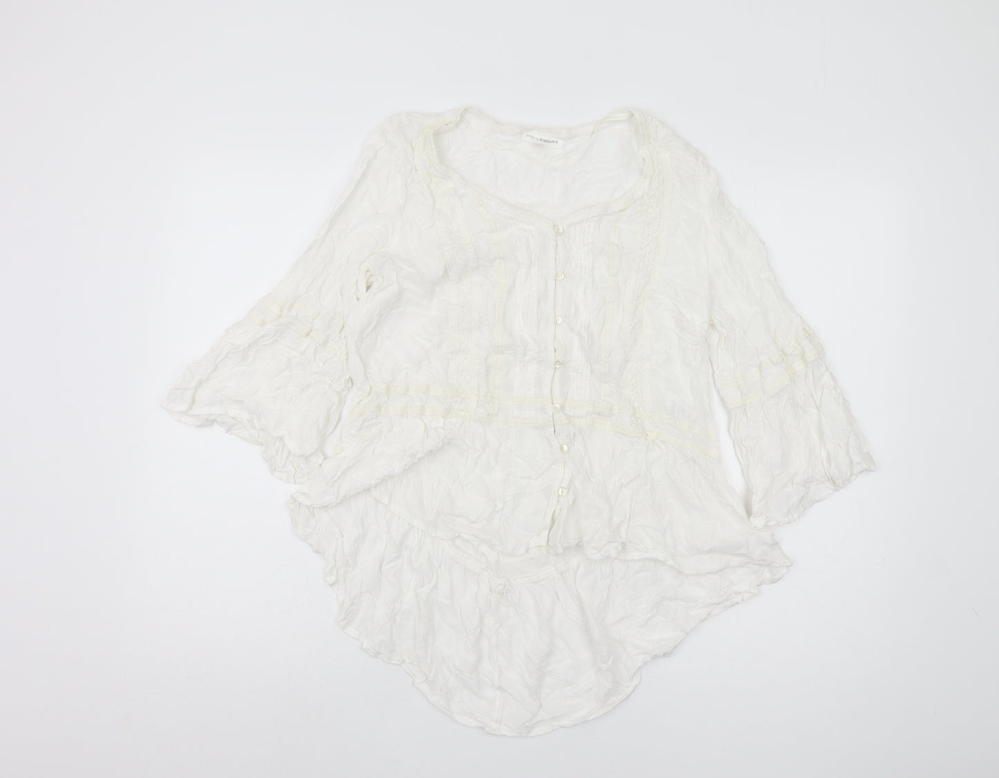 KappAhl Women's White 3/4 Sleeve Blouse Size 14 Casual
