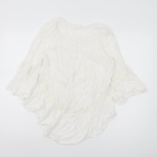 KappAhl Women's White 3/4 Sleeve Blouse Size 14 Casual