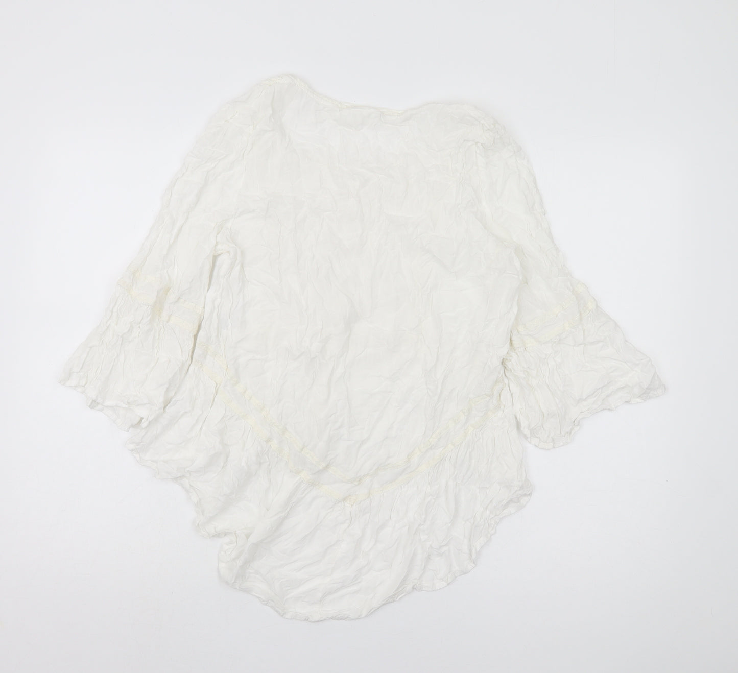 KappAhl Women's White 3/4 Sleeve Blouse Size 14 Casual