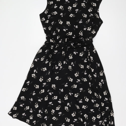 M&Co Women's Black Floral Dress Size 14