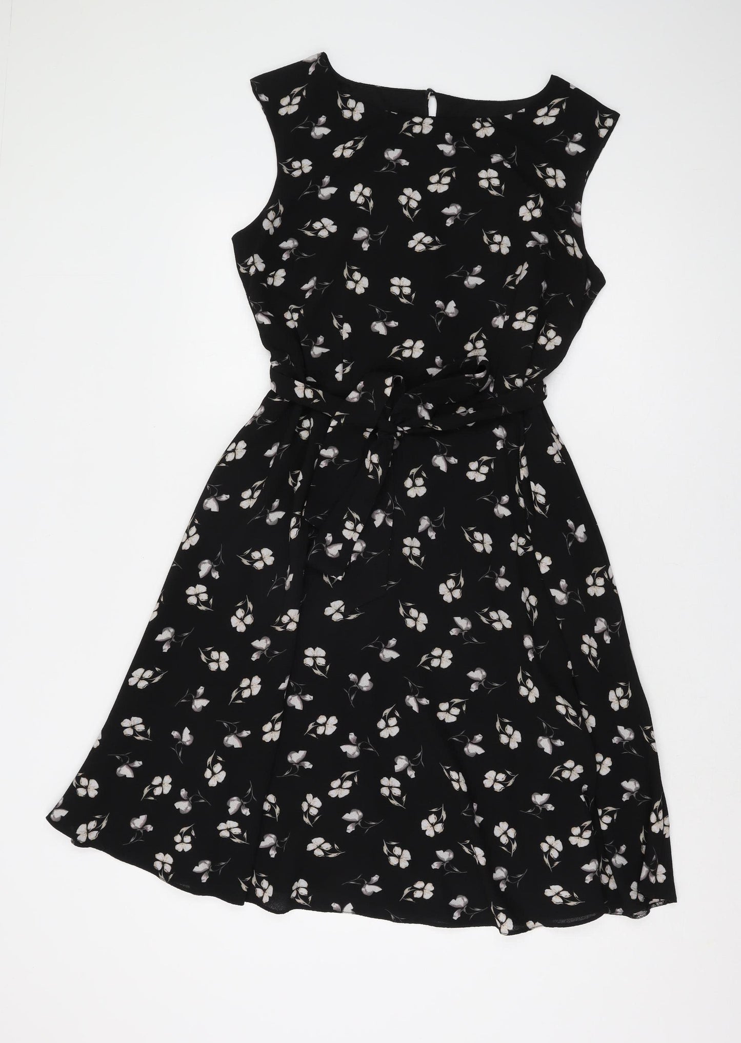 M&Co Women's Black Floral Dress Size 14
