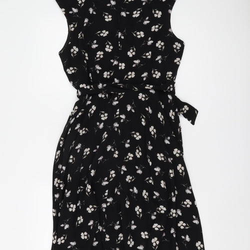 M&Co Women's Black Floral Dress Size 14